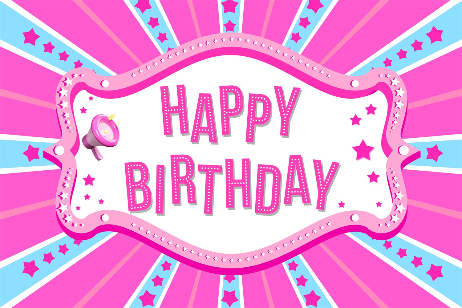 Custom Happy Birthday Backdrop Pink Girl Carnival-Inspired Backdrop LXX1-208