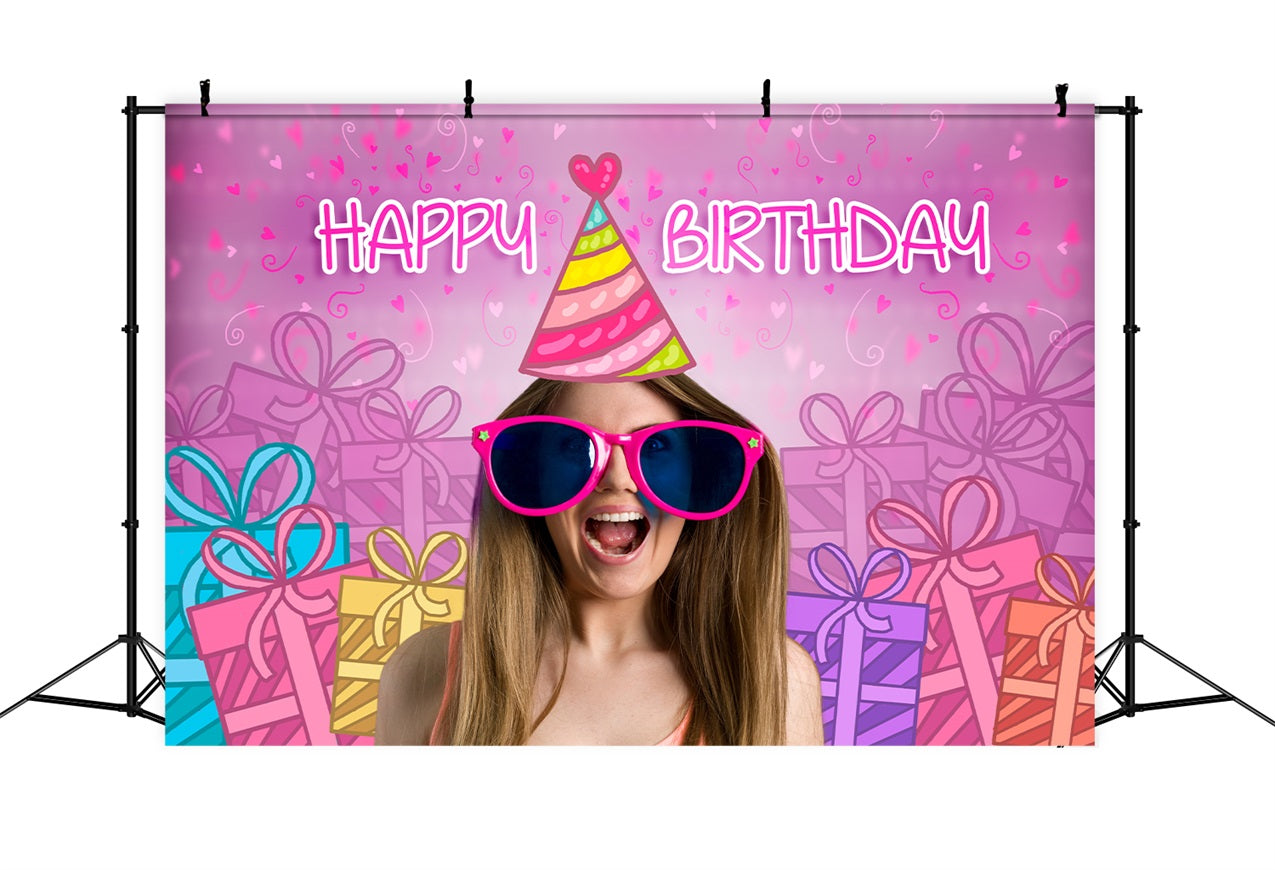 Customize Backdrop Birthday Pink Girl Joy Sunglasses Party Backdrop LXX1-209