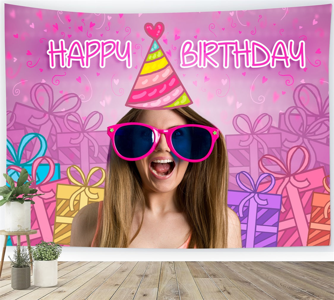 Customize Backdrop Birthday Pink Girl Joy Sunglasses Party Backdrop LXX1-209