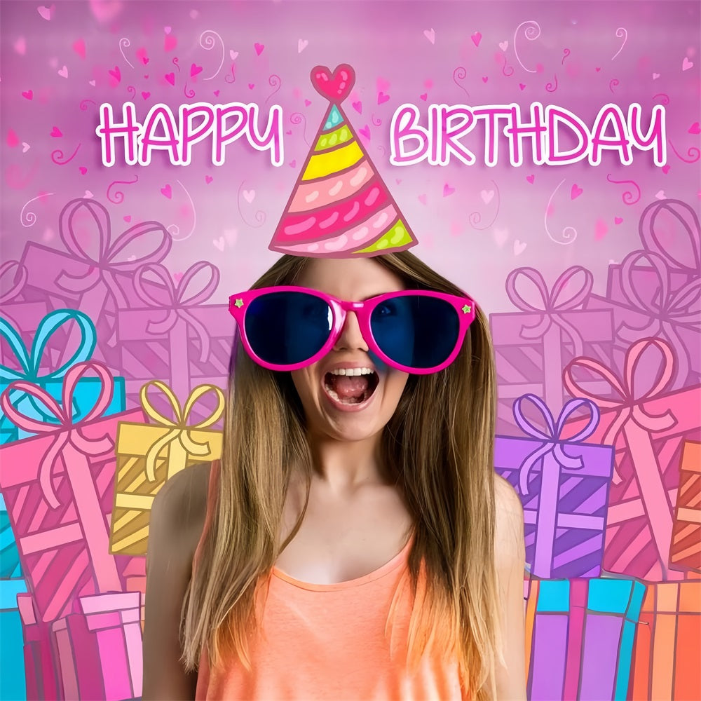 Customize Backdrop Birthday Pink Girl Joy Sunglasses Party Backdrop LXX1-209