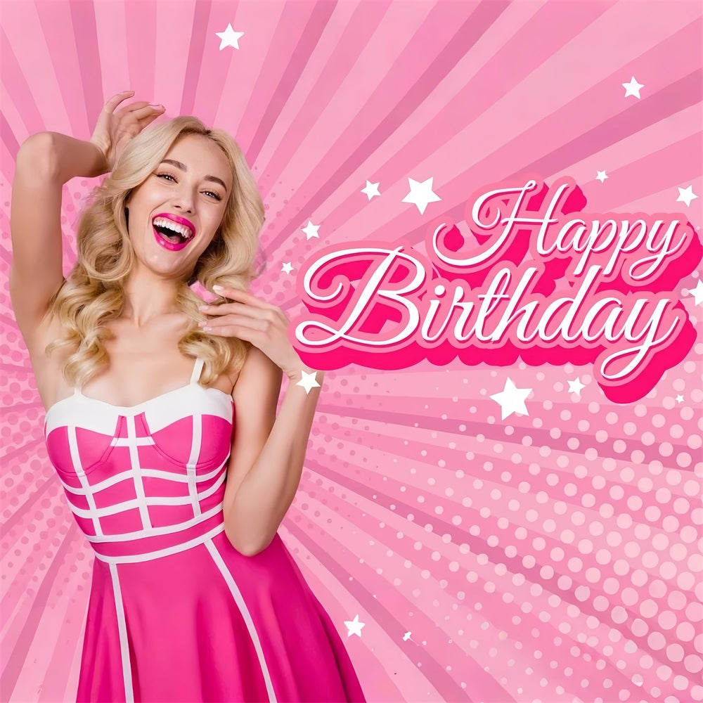 Customize Birthday Backdrop Fashion Doll Pink Happy Celebration Backdrop LXX1-211