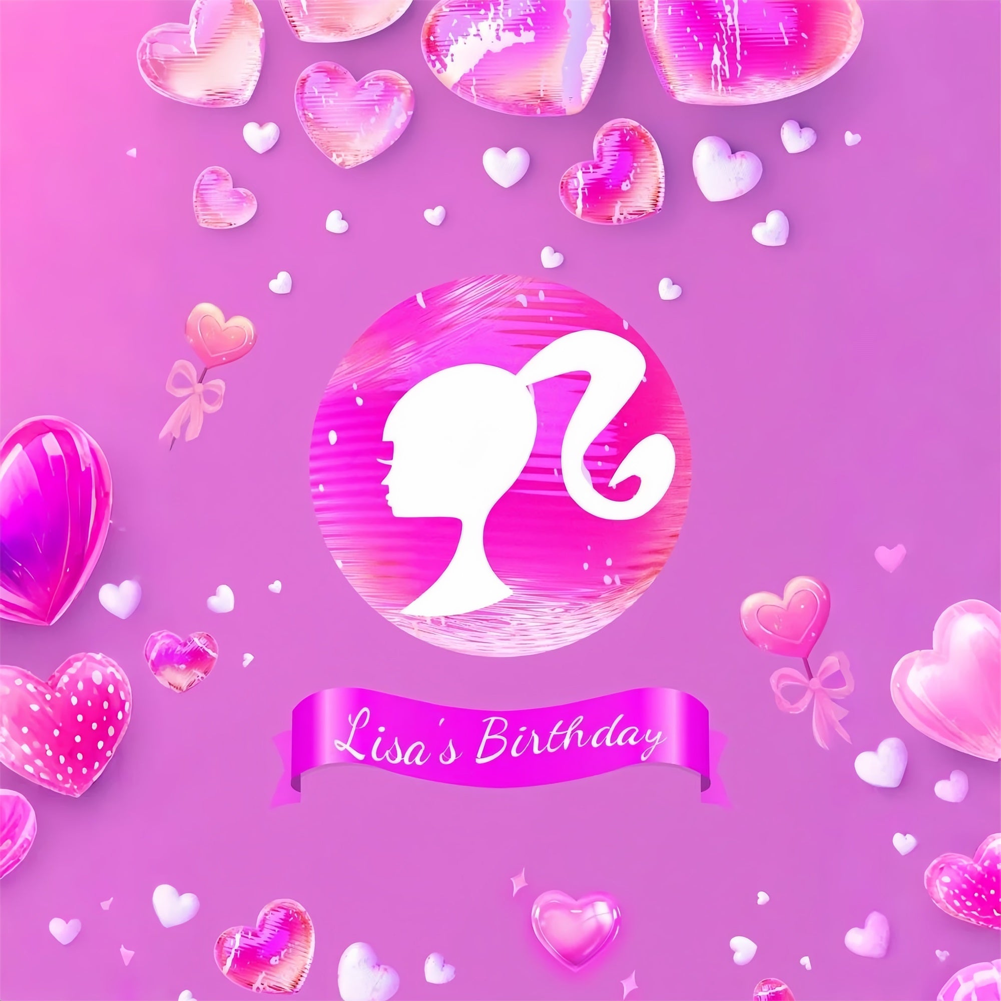 Custom Backdrops For Birthdays Pink Girl Lisa Event Backdrop LXX1-214