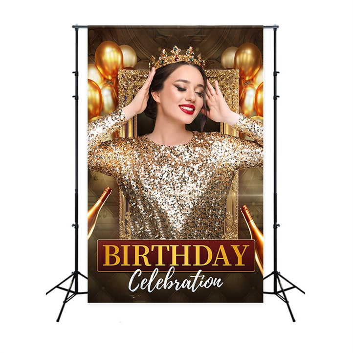Custom Birthday Backdrops Glittering Golden Balloons Backdrop LXX1-229