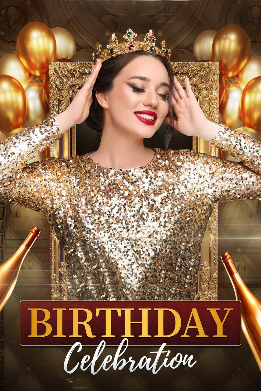 Custom Birthday Backdrops Glittering Golden Balloons Backdrop LXX1-229