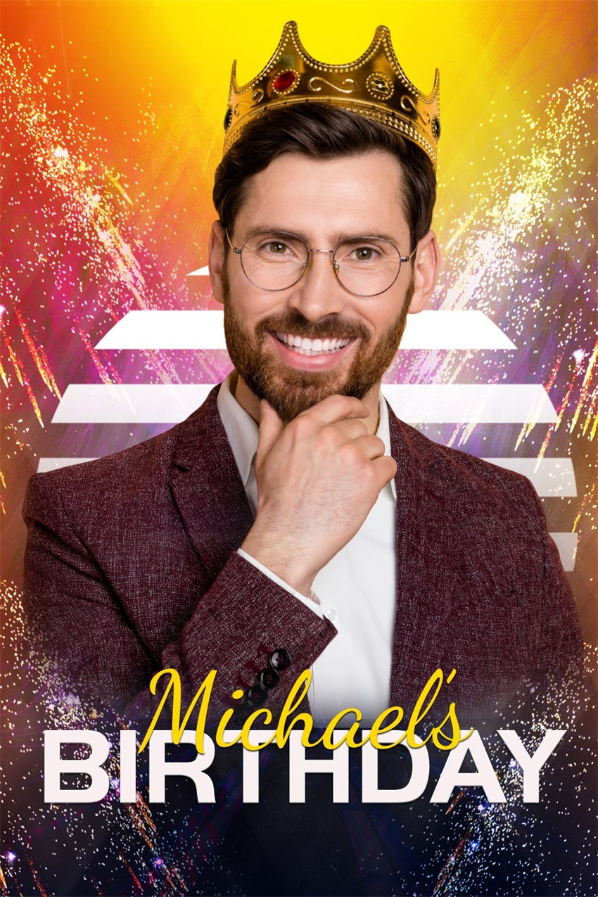 Birthday Backdrop Personalized Golden Crown Celebration Backdrop LXX1-230