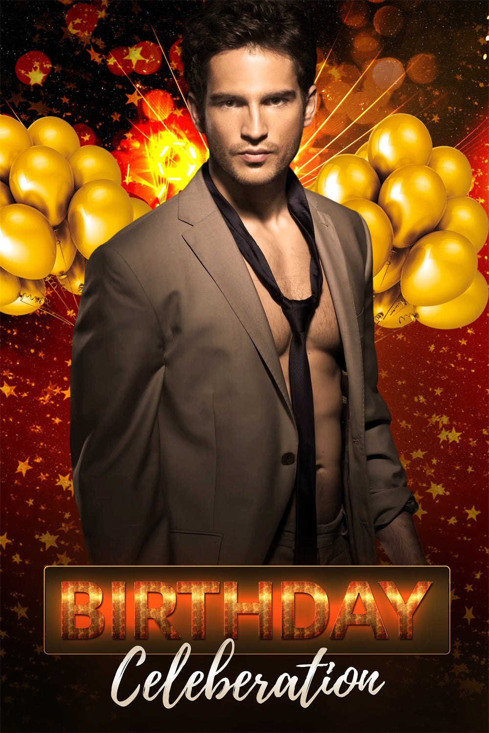 Personalized Birthday Backdrop Shine Golden Balloon Backdrop LXX1-233