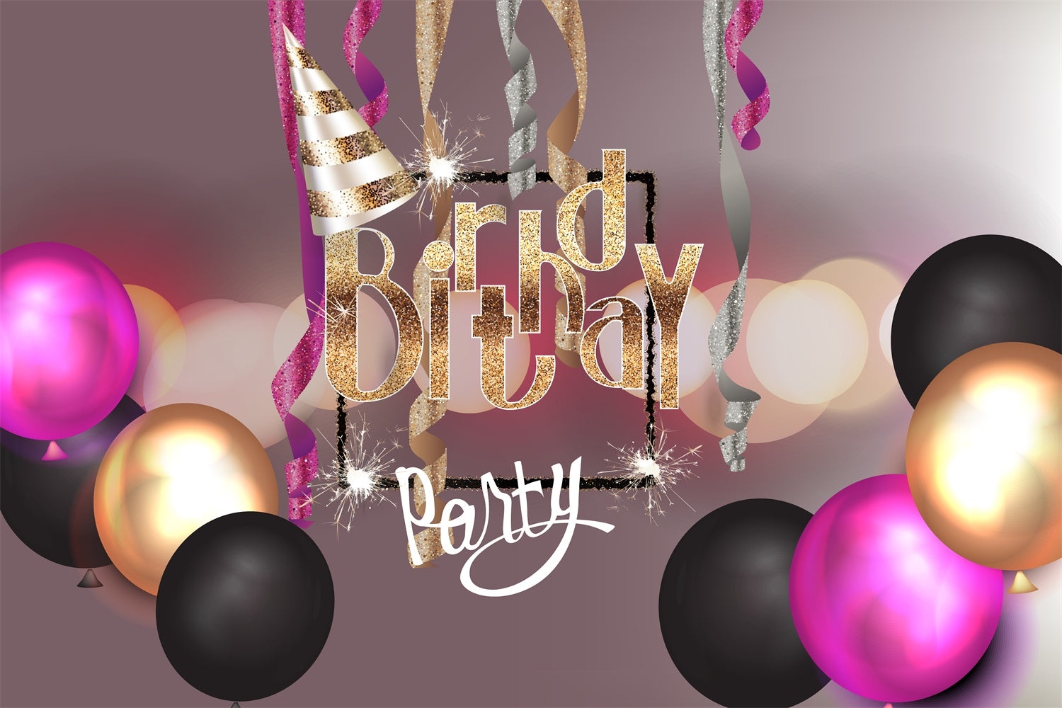 Personalized Birthday Backdrop Party Glam Sparkling Balloon Backdrop LXX1-236