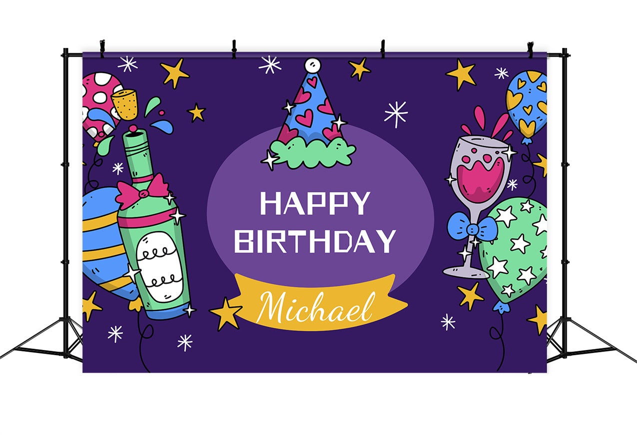 Custom Birthday Backdrop Colorful Balloons Wine Party Backdrop LXX1-237
