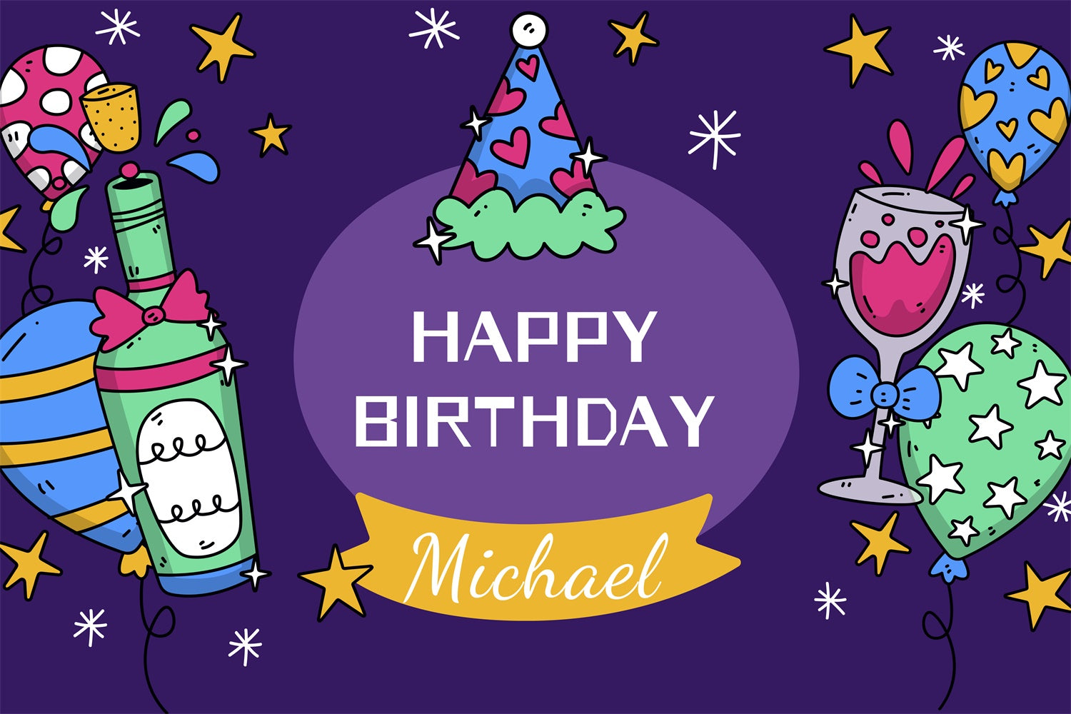 Custom Birthday Backdrop Colorful Balloons Wine Party Backdrop LXX1-237