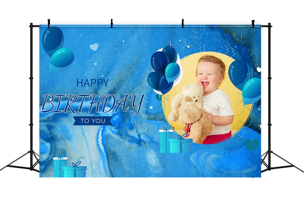 Personalized Birthday Backdrop Blue-Themed Baby Design Backdrop LXX1-239