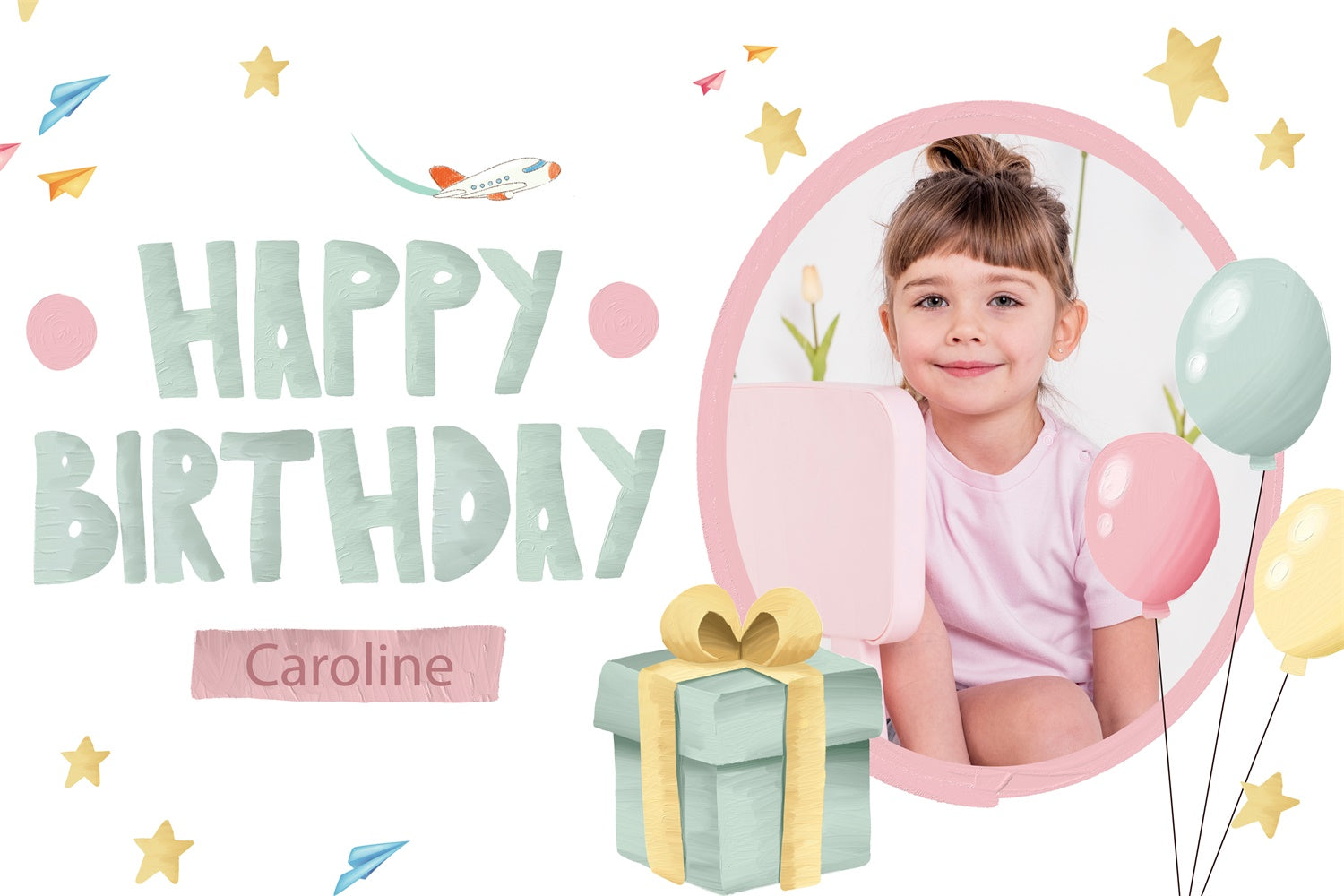 Custom Happy Birthday Backdrop Airplane Balloons Gift Backdrop LXX1-244