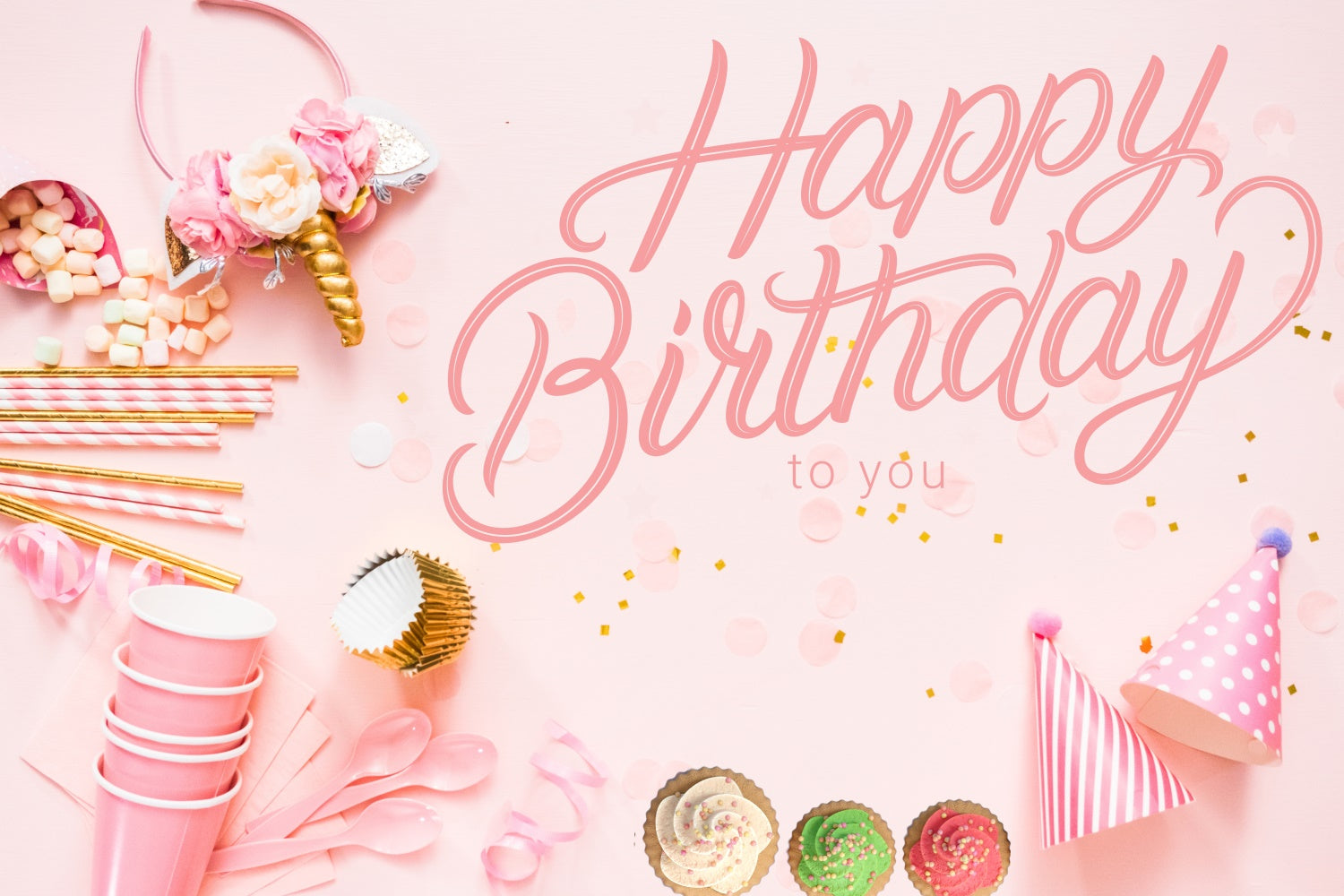 Customize Birthday Backdrop Pink Party Cupcake Photo Backdrop LXX1-249