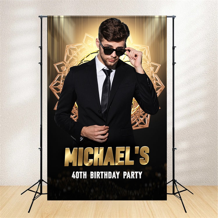 Customized Birthday Backdrop Golden Glam 40th Backdrop LXX1-30