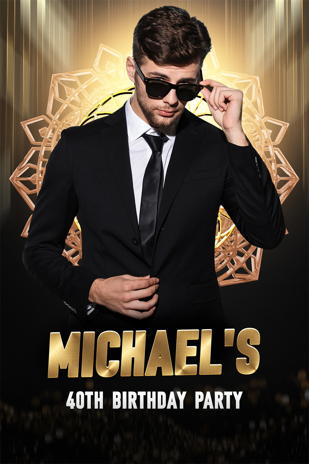 Customized Birthday Backdrop Golden Glam 40th Backdrop LXX1-30