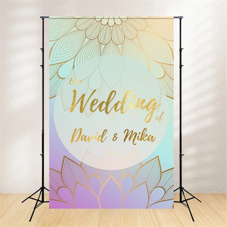 Custom Backdrop Wedding Golden Mandala Invitation Card Backdrop LXX2-175
