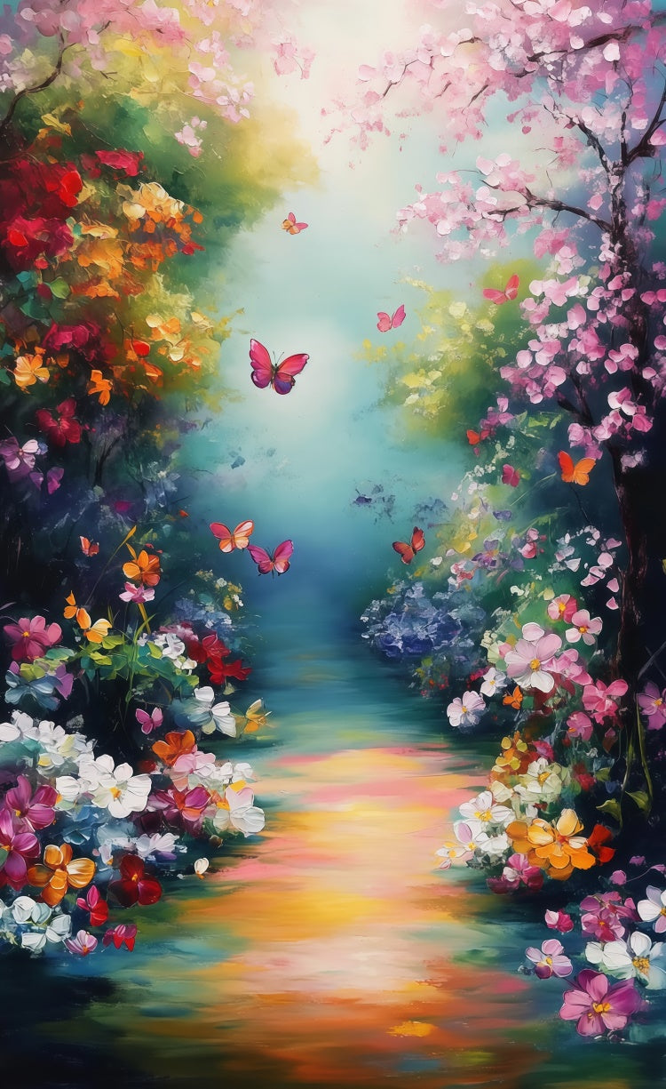 Spring Backdrops Butterfly Garden Vibrant Bloom Sweep Backdrop LXX2-258