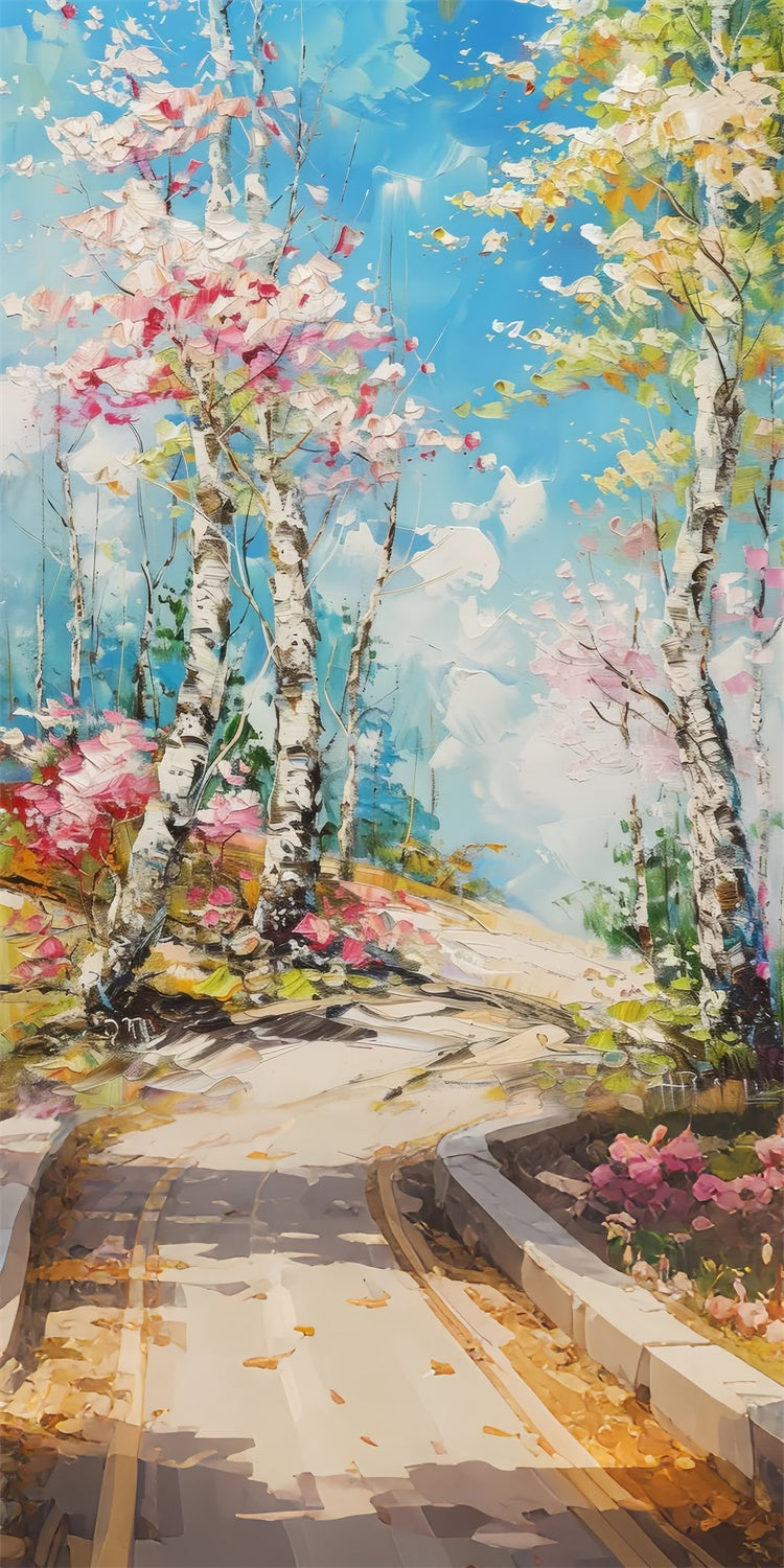 Artistic Backdrop Romantic Spring Blooming Road Sweep Backdrop LXX2-264