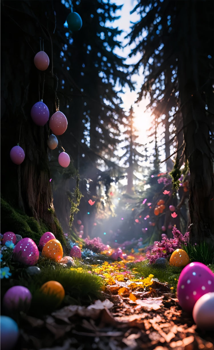 Easter Photo Backdrop Dreamy Forest Colorful Egg Sweep Backdrop LXX2-275