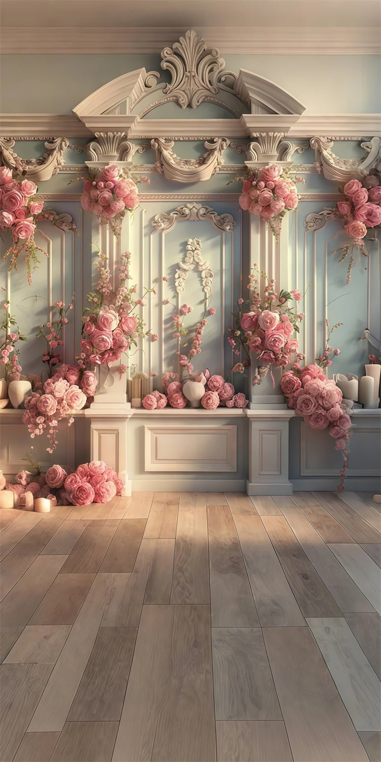 Floral Photo Backdrops Rose Decor Ornate Wall Sweep Backdrop LXX2-281