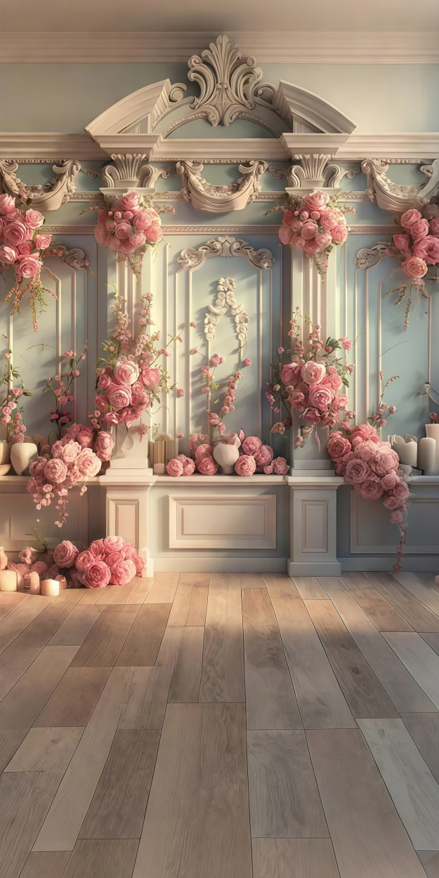 Floral Photo Backdrops Rose Decor Ornate Wall Sweep Backdrop LXX2-281