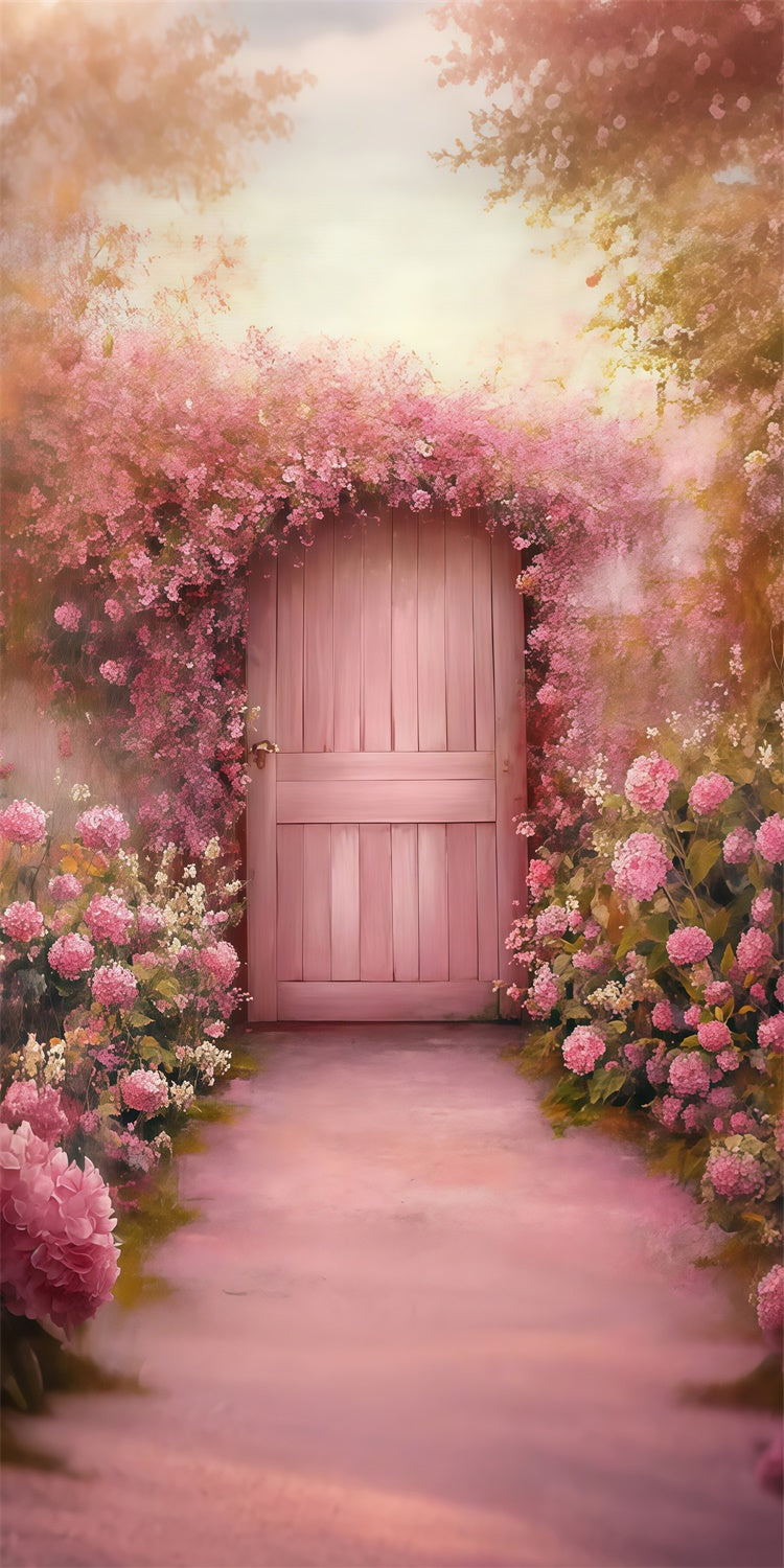Floral Photography Backdrop Pink Floral Garden Door Sweep Backdrop LXX2-302