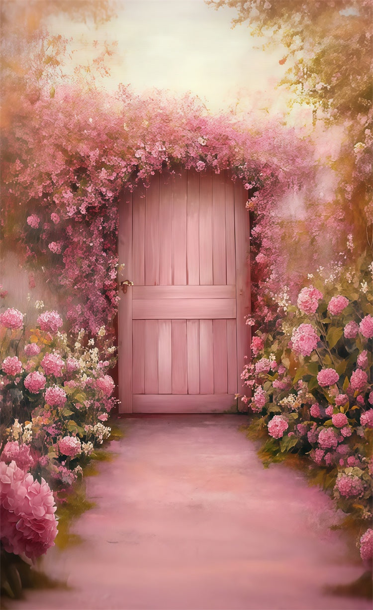 Floral Photography Backdrop Pink Floral Garden Door Sweep Backdrop LXX2-302