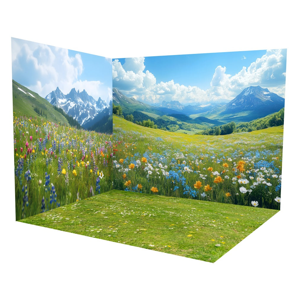 Springtime Mountain Wildflower Meadow Backdrop Room Set LXX3-10