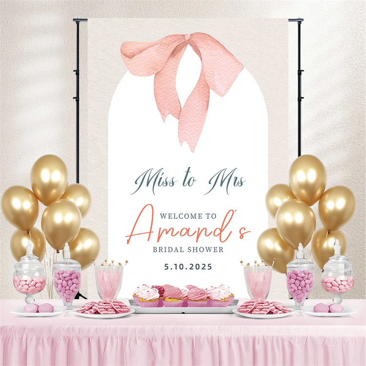 Bridal Shower Backdrop Pink Bow Minimalist Customized Backdrop LXX3-118
