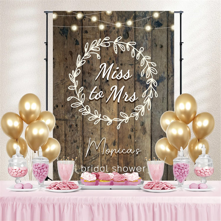 Bridal Shower Backdrop Ideas Rustic String Lights Personalized  Backdrop LXX3-120
