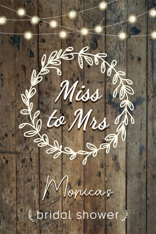 Bridal Shower Backdrop Ideas Rustic String Lights Personalized  Backdrop LXX3-120