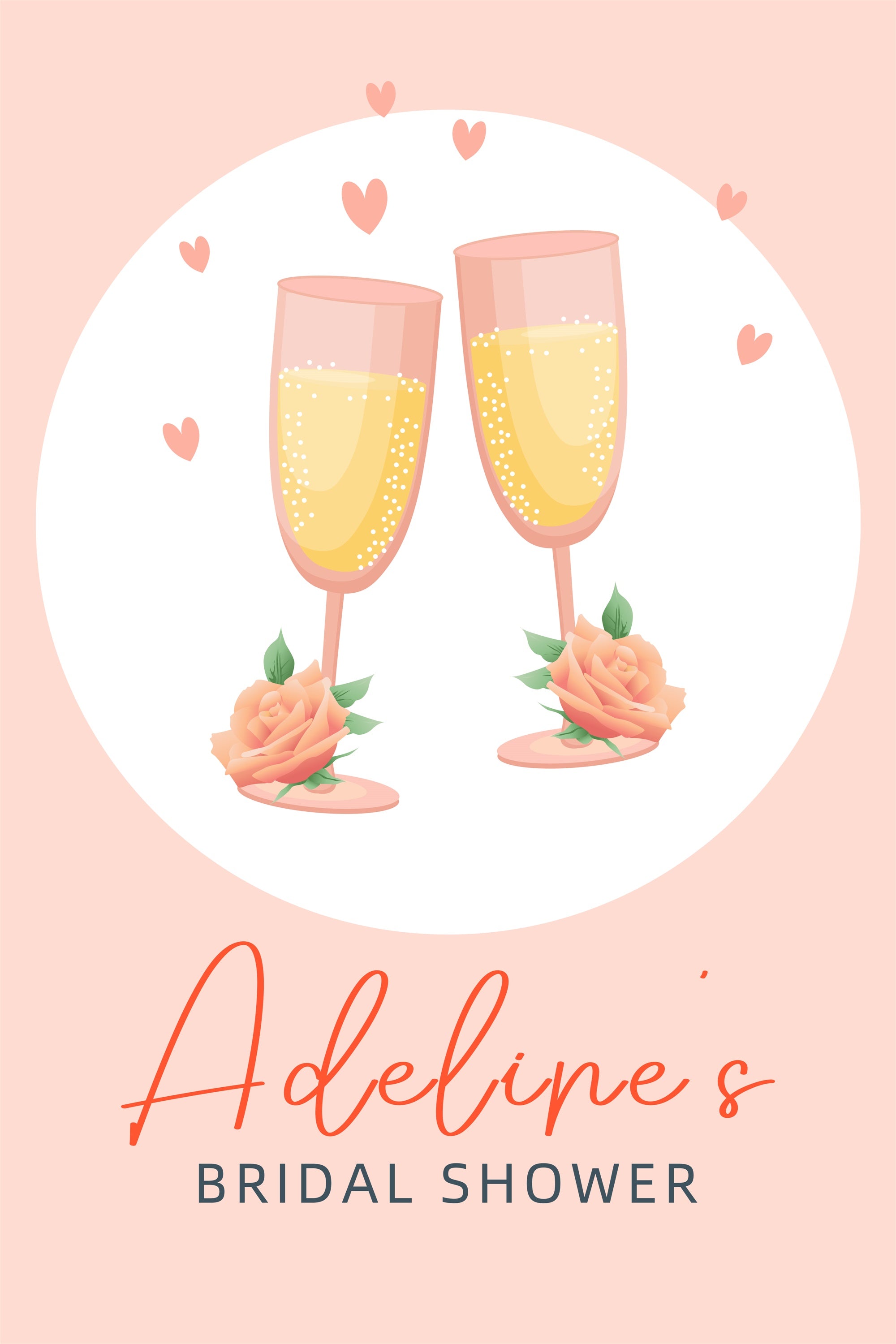 Bridal Shower Backdrop Minimal Pink Champagne Custom Backdrop LXX3-134