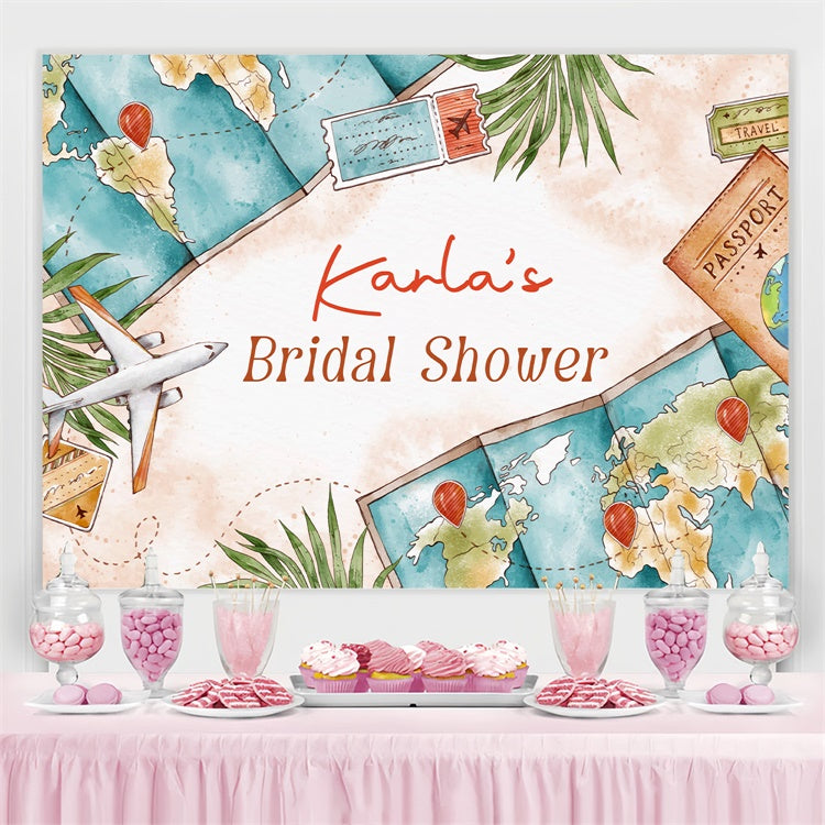 Customized Wedding Backdrop Travel Theme Bridal Shower Backdrop LXX3-136