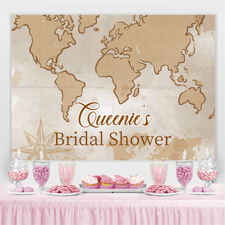Bridal Shower Backdrop Vintage Map Personalized Backdrop LXX3-137