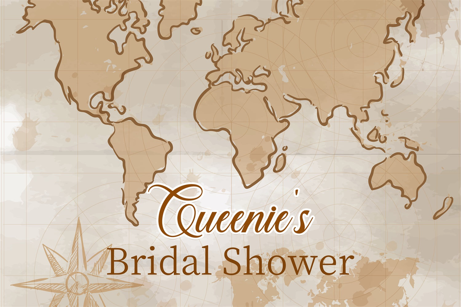 Bridal Shower Backdrop Vintage Map Personalized Backdrop LXX3-137