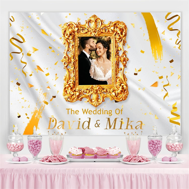 Personalized Wedding Backdrop Luxurious Frame Confetti Backdrop LXX3-141