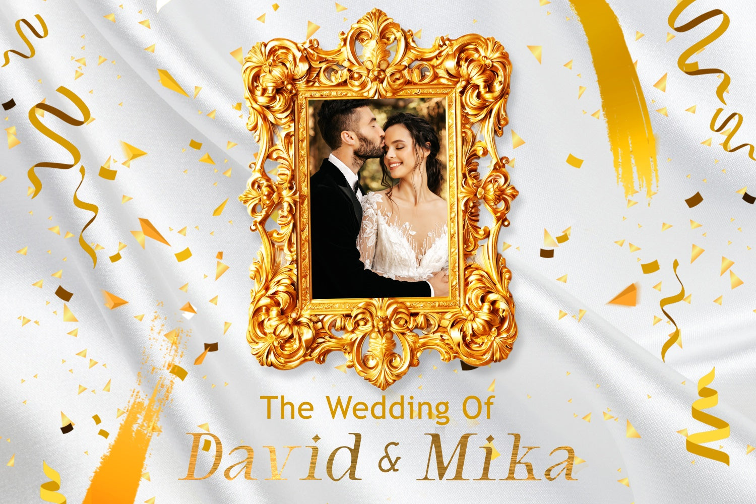 Personalized Wedding Backdrop Luxurious Frame Confetti Backdrop LXX3-141