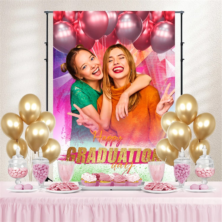 Customized Graduation Backdrop Colorful Balloons Graduation Party Backdrop LXX3-145