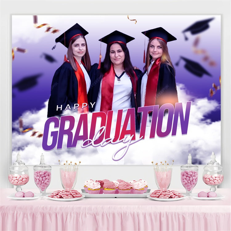 Custom Graduation Backdrop 2025 Purple Cloud Graduation Party Backdrop LXX3-147