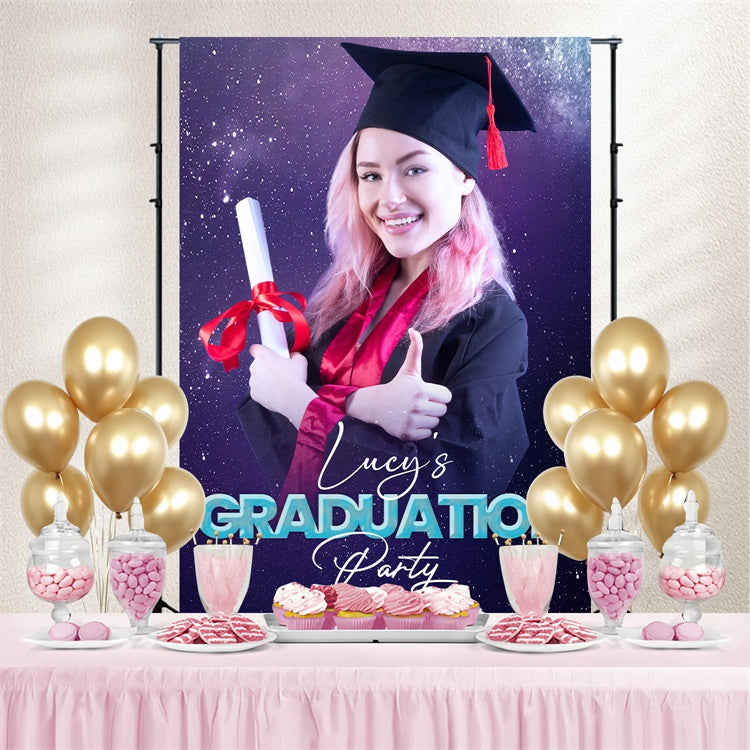 Personalized Graduation Backdrop Galaxy Theme Graduation Party Backdrop LXX3-148
