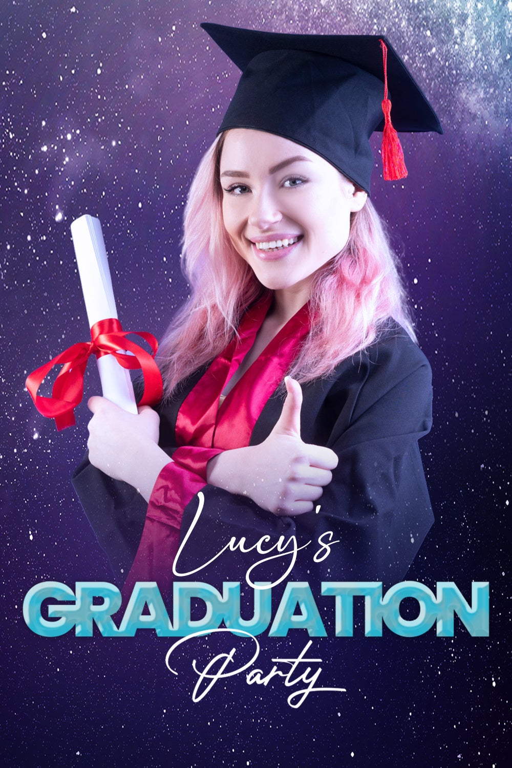 Personalized Graduation Backdrop Galaxy Theme Graduation Party Backdrop LXX3-148