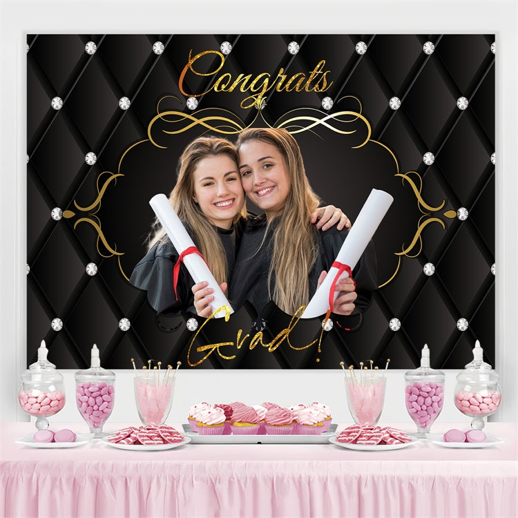 Customized Graduation Backdrop Shining Diamonds Graduation Party Backdrop LXX3-158