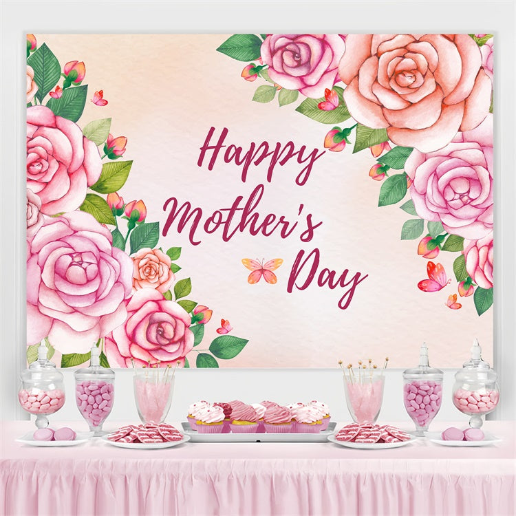 Mother's Day Backdrop Ideas Charming Pink Rose Customized Backdrop LXX3-60