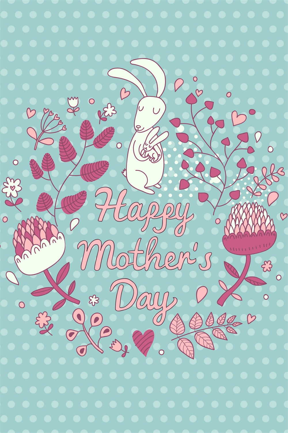 Backdrops For Mother's Day Serenity Floral Bunny Custom Backdrop LXX3-81