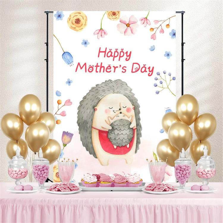 Mothers Day Backdrops Flower Hedgehog Watercolor Custom Backdrop LXX3-87