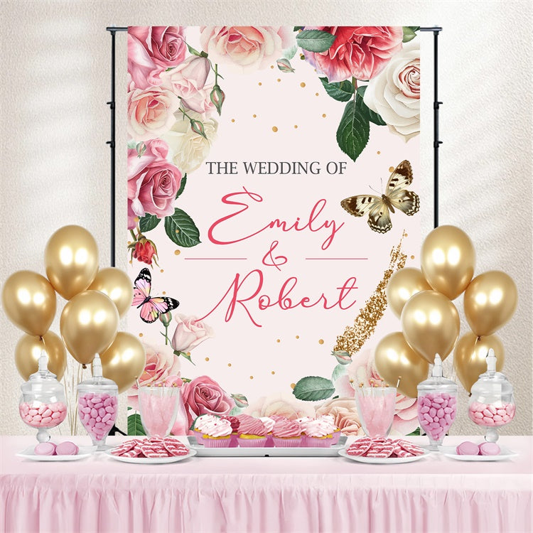 Custom Backdrop For Wedding Elegant Floral Ring Backdrop LXX4-100