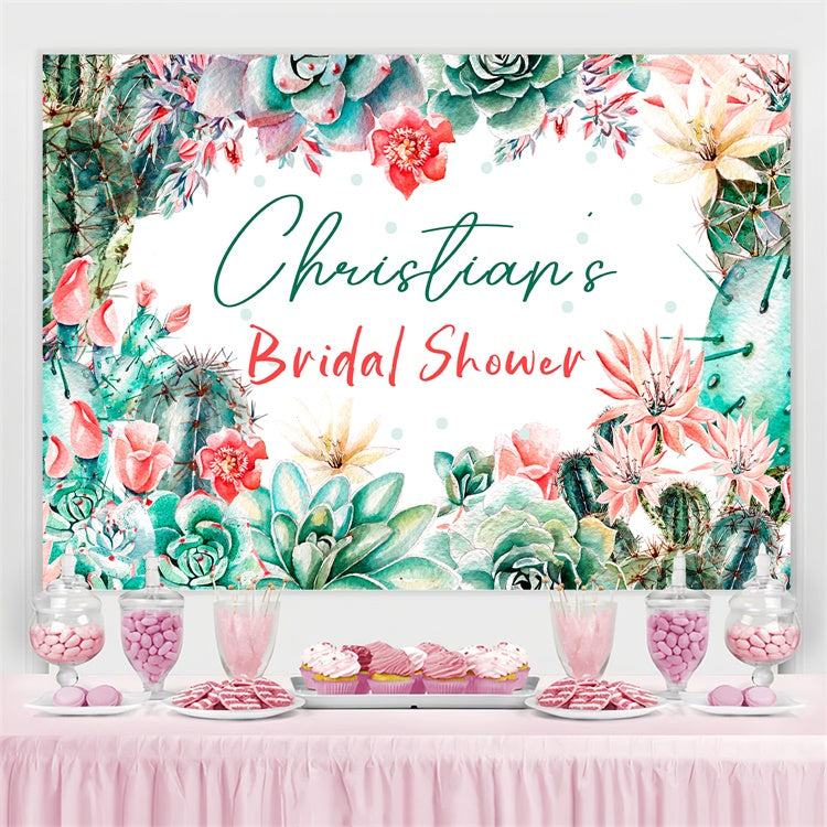 Backdrop For Bridal Shower Tropical Succulent Custom Backdrop LXX4-101