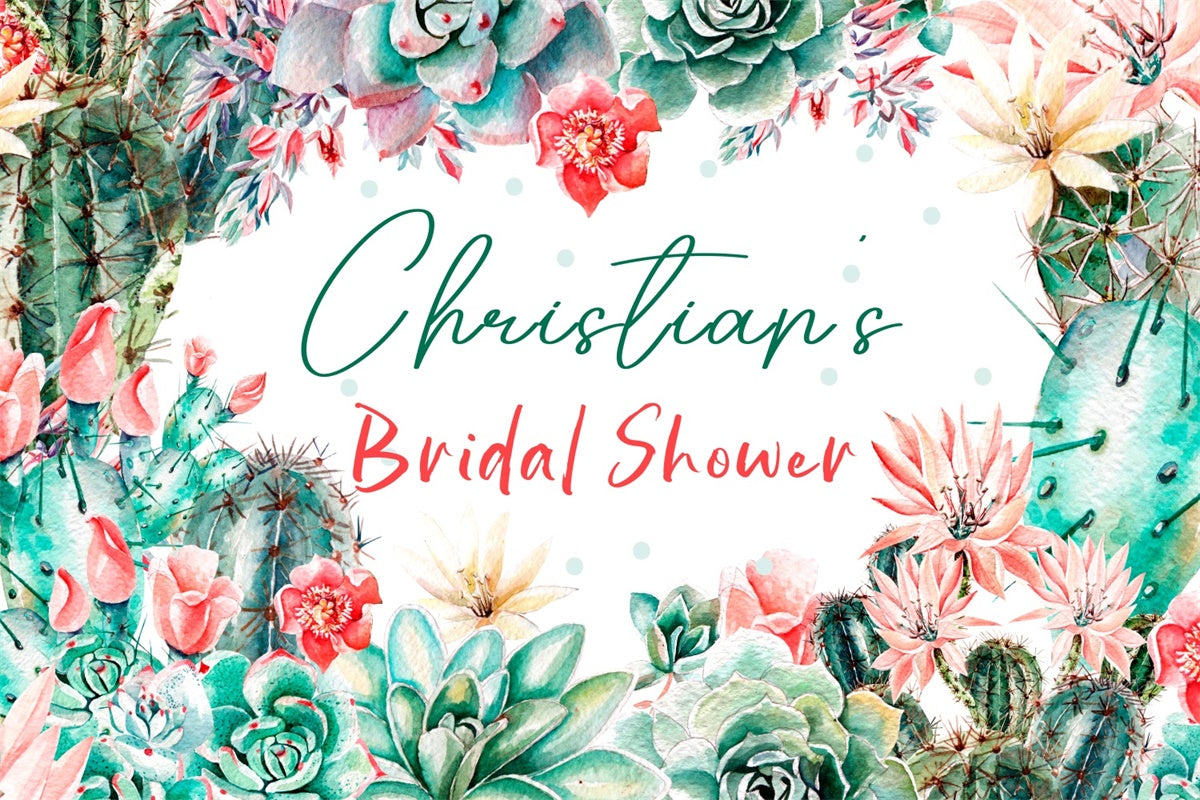 Backdrop For Bridal Shower Tropical Succulent Custom Backdrop LXX4-101