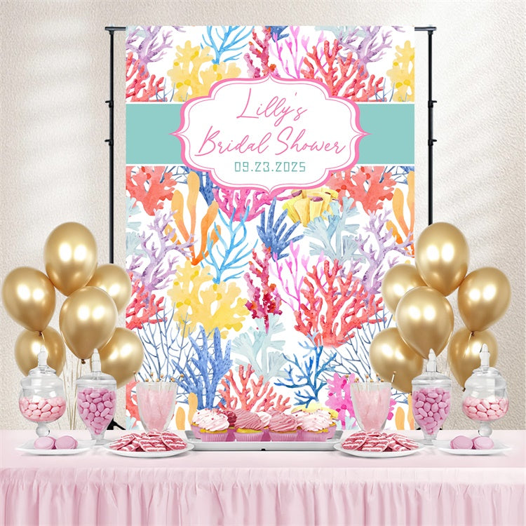 Bridal Shower Backdrop Ideas Colorful Reef Personalized Backdrop LXX4-110