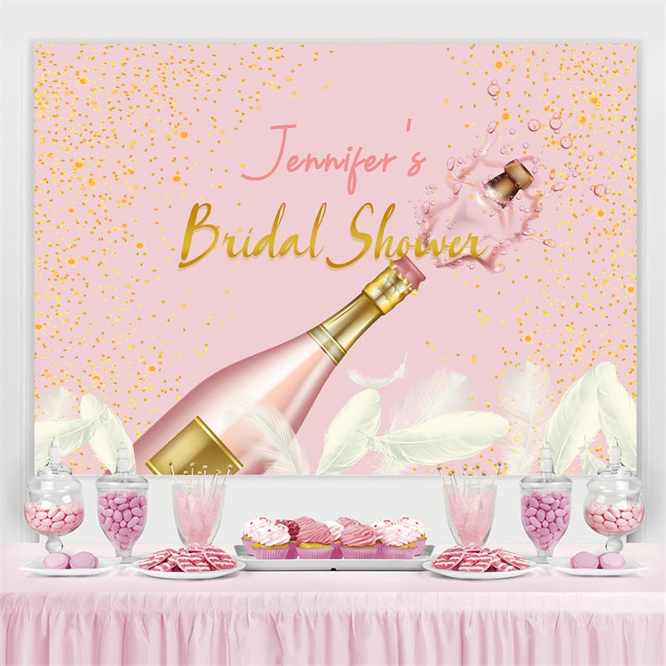 Customized Wedding Backdrop Pink Glitter Feather Backdrop LXX4-112