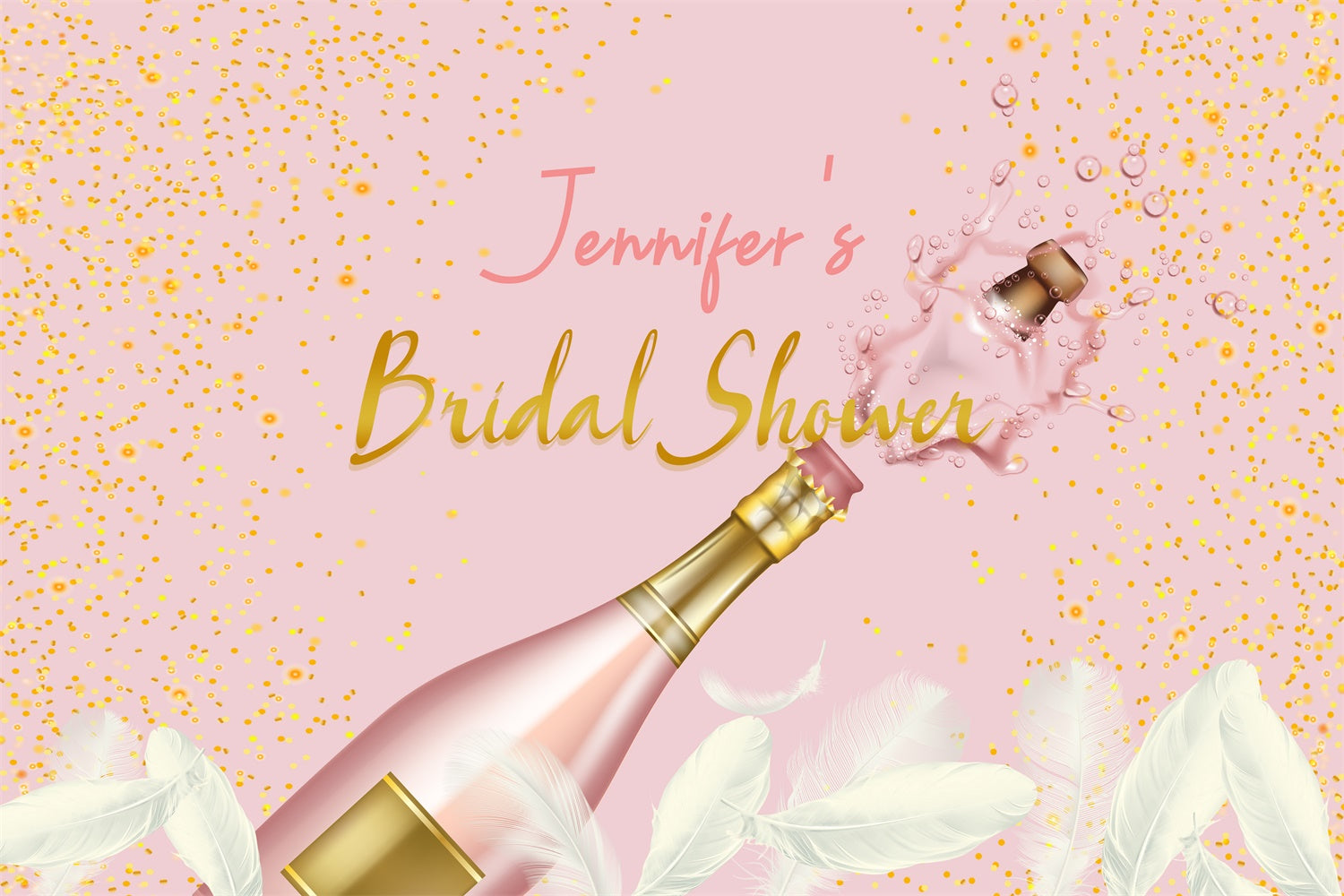 Customized Wedding Backdrop Pink Glitter Feather Backdrop LXX4-112